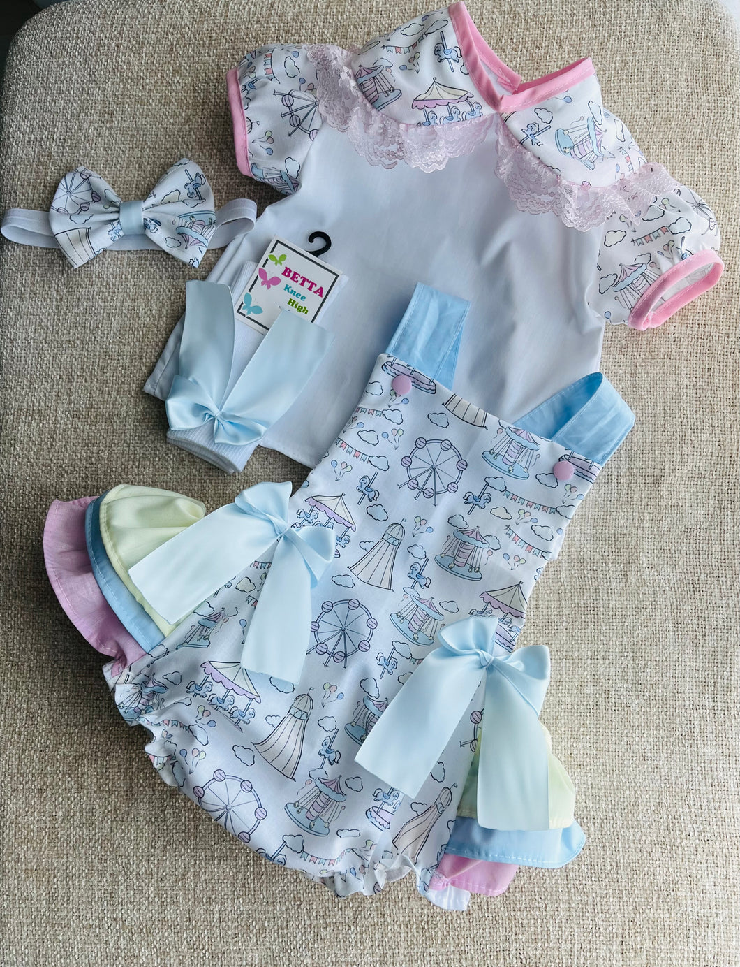 4 piece frilly pastel fairground romper set