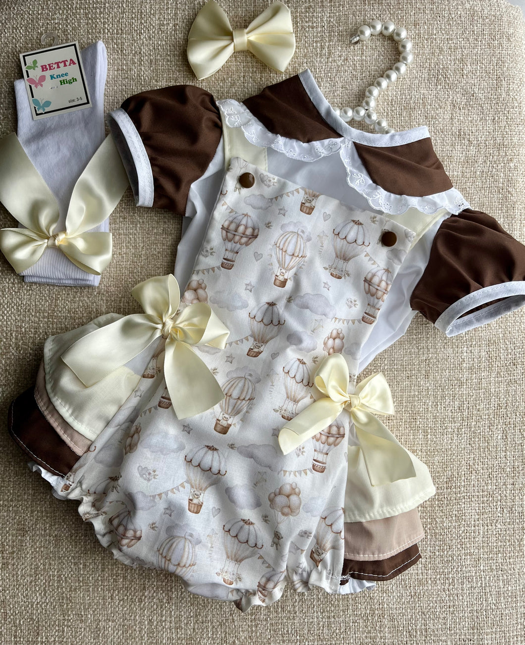 Hot air balloon frilly romper set