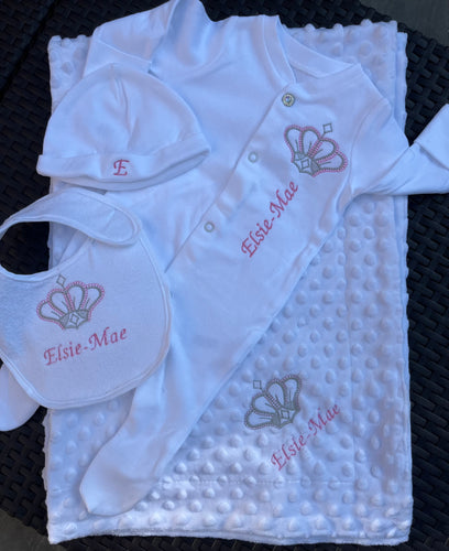 Hospital personailsed embroidered sets. Free bib