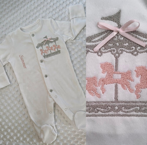 Embroidered personalised carousel sleepsuit