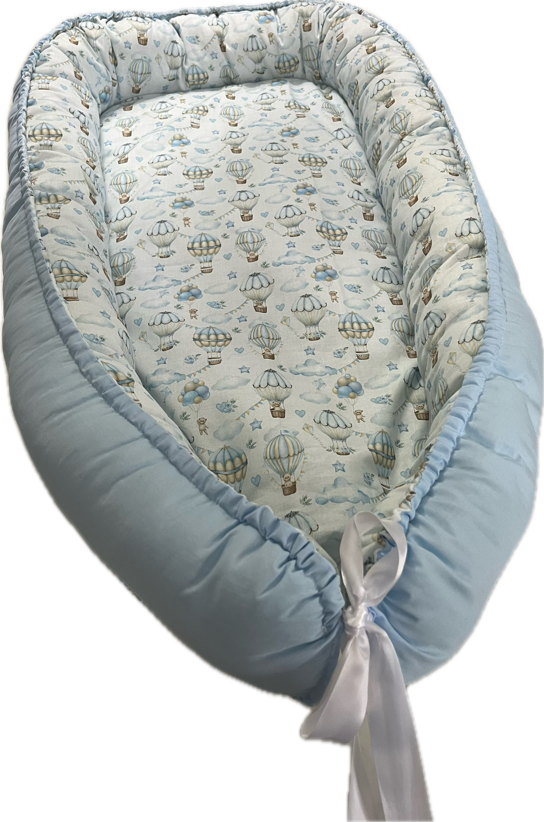 Boys teddy hot air balloon baby nest