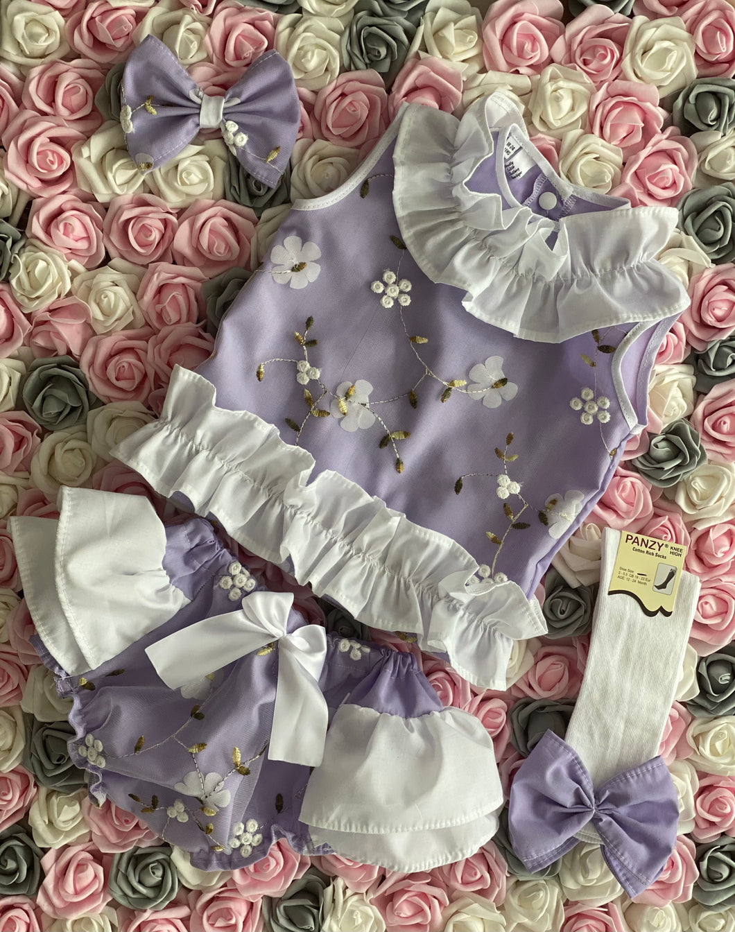 Beautiful lilac or lemon floral frilly jam pant set