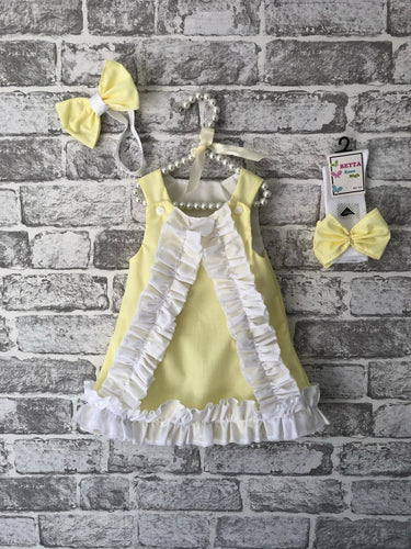 Lemon and white ruffle dress set