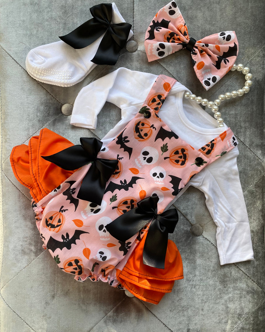 Halloween frilly bum romper set