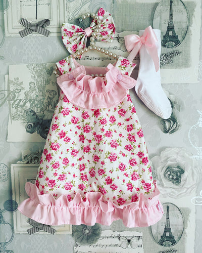 Pretty pink and floral frilly dress set