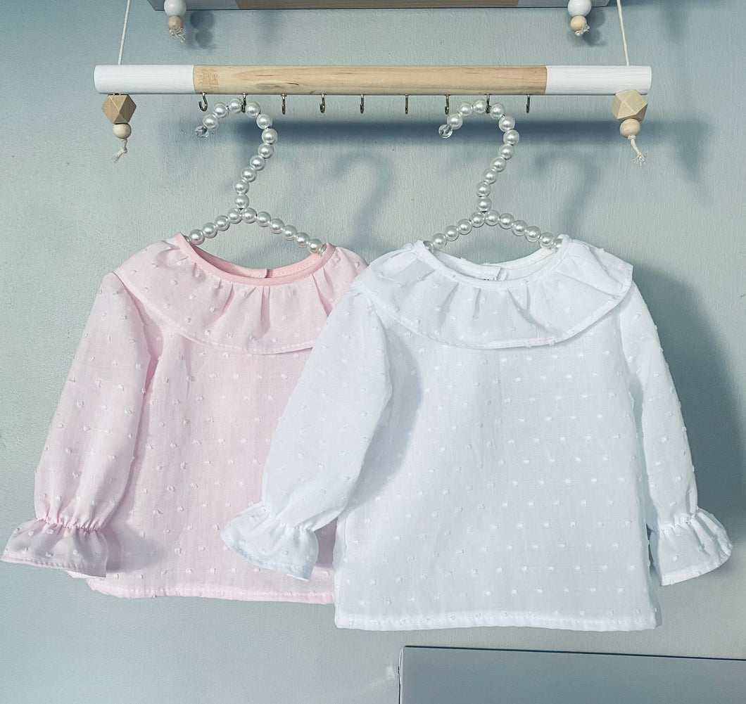 Set of 2 blouses one white and one pink