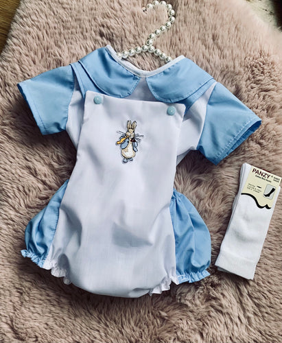 Boys blue and white romper set