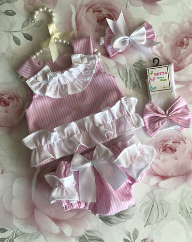 Pink candy stripe jam pant set