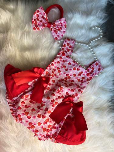 Valentine frilly bum heart romper